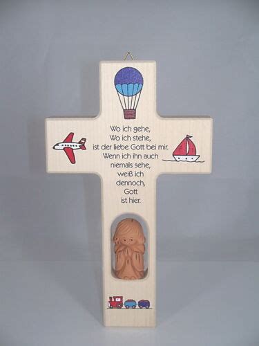 Kinder Holz Kreuz Mit Schutzengel Aus Ton Gebet Wo Ich Gehe Wo Ich