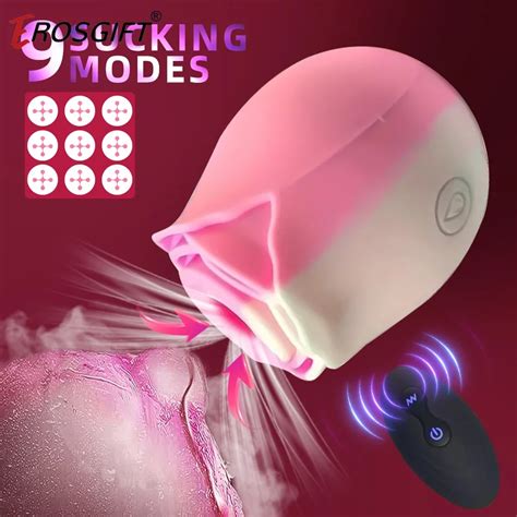 9 Frequency Gradient Rose Shape Vagina Sucking Vibrator G Spot Stimulator Vaginal Nipple Sucker