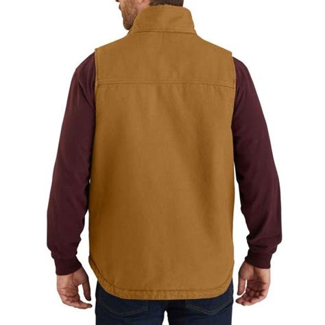 Mens Sherpa Lined Mock Neck Carhartt Brown Vest 104277 Brn