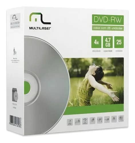 Disco virgem DVD RW Multilaser de 4x por 25 unidades Frete grátis