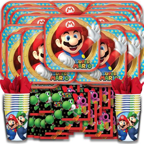 Super Mario Brothers Party Pack Seats 16 Napkins Plates And Cups Super Mario Brothers