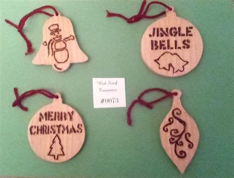 4 Wooden Christmas Ornaments Etsy