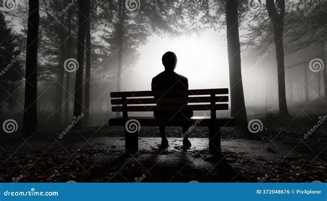 person sits    park bench facing  surrounded  lush