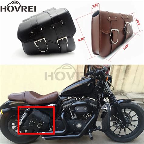 2pcs Motorcycle Left Right Saddle Bags PU Leather Saddlebag For Harley