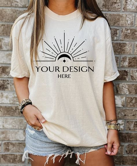 Comfort Colors C1717 Ivory Shirt Ivory Mockup Oversized Etsy