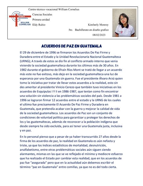 Acuerdos De Paz En Guatemala Acuerdos De Paz En Guatemala El 29 De