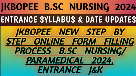 B SC NURSING PARAMEDICAL NEW ADMISSION FORMS FILLING PROCESS JKBOPEE