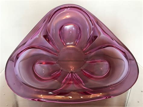 Very Striking Walther Glass Germany Pink Large 1970s Glass Bowl Etsy Ireland