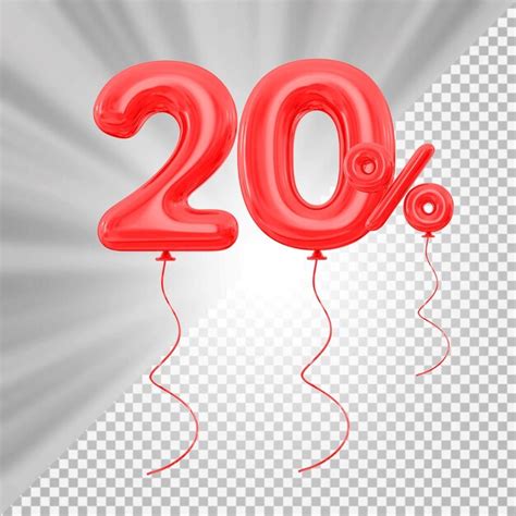 Premium PSD | Promotion 20 Percent Red Balloon Number