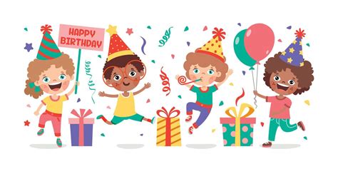 Cartoon Kids Celebrating Birthday Party 13474219 Vector Art At Vecteezy