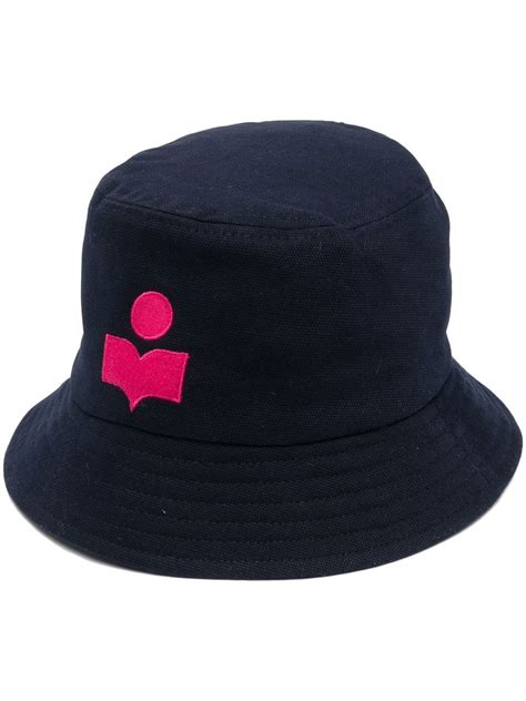 Isabel Marant Logo Embroidered Bucket Hat In Blue Modesens