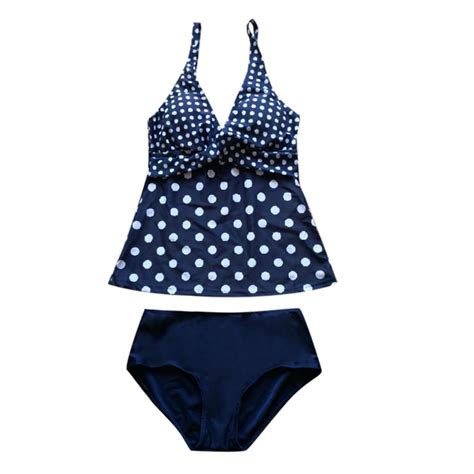 Buy Women Plus Size Dot Two Pieces Bikini Set Swimwear Push Up Padded