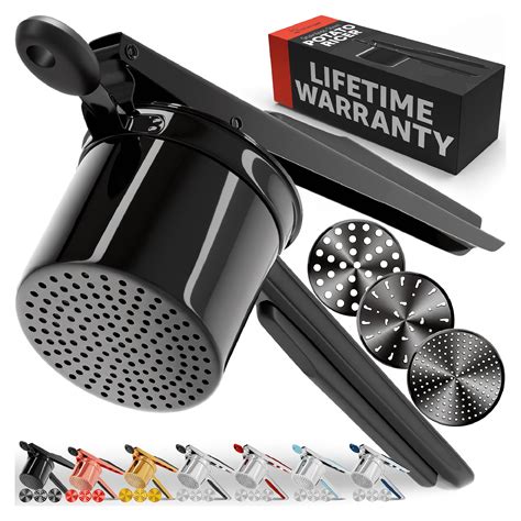 PriorityChef Large 15oz Potato Ricer with 3 Discs, Heavy Duty Stainless