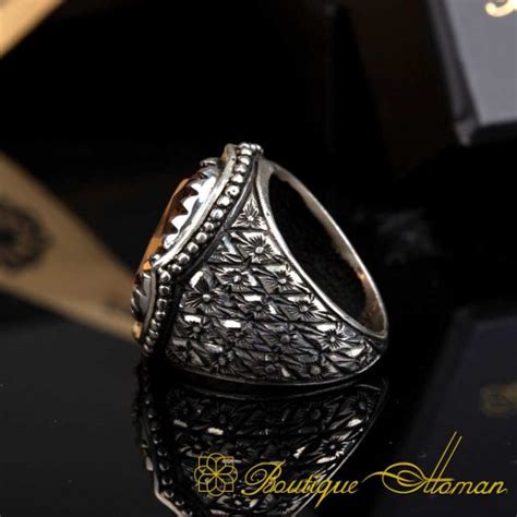 Zultania Oval Hand Engraved Silver Ring Boutique Ottoman Exclusive