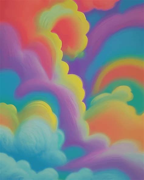 Rainbow Pastel Colored Cotton Candy Cloud Formation Illustration 60