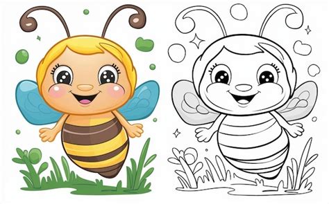 Página De Libro Para Colorear Para Niños De Abeja Bebé Y Su Abeja Madre