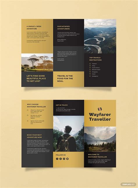 Tri Fold Travel Brochure Template In Publisher Pages Illustrator