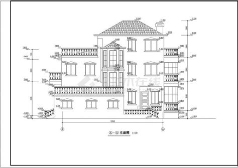 某地区豪华公馆式别墅建筑设计cad施工图别墅建筑土木在线