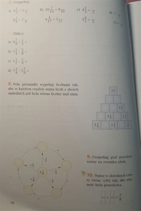 matma str 10 klasa 6 Działania na ułamkach zwykłych proszę o pomoc