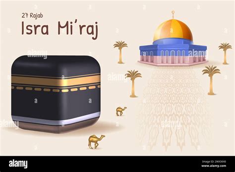 Al Isra Wal Mi Raj Translate The Night Journey Prophet Muhammad Vector