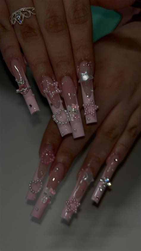 Pink Y2k Hello Kitty Xl Nails Kawaii Nails Long Acrylic Nails Long Acrylic Nails Coffin