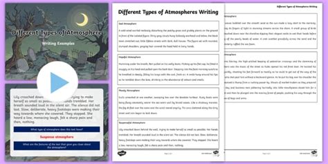 Atmospheric Writing Examples - Worksheet and PowerPoint