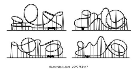 Roller Coaster Loop Rollercoaster Silhouette Amusement Stock Vector ...