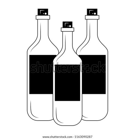 Wine Bottles Isolated Black White Stock Vector Royalty Free 1163090287 Shutterstock