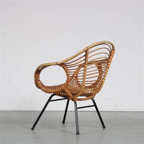 Rattan Easy Chair By Rohé Noordwolde The Netherlands 1950s For Sale