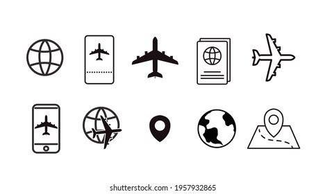 Travel Icon Set Vector Black White Stock Vector (Royalty Free ...