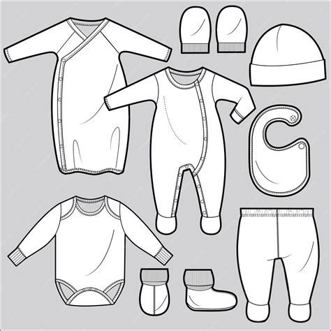 Premium Vector Baby Clothing Design Template Flat Sketches Technical