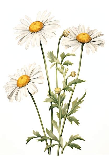 Premium AI Image | A drawing of a drawing of daisies with the yellow ...