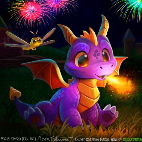 Piper's Daily Paintings : 3219. Spyro (Fan Art) Happy new year guys!...