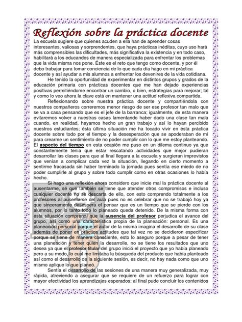 Pdf Reflexi N Sobre La Pr Ctica Docente Dokumen Tips