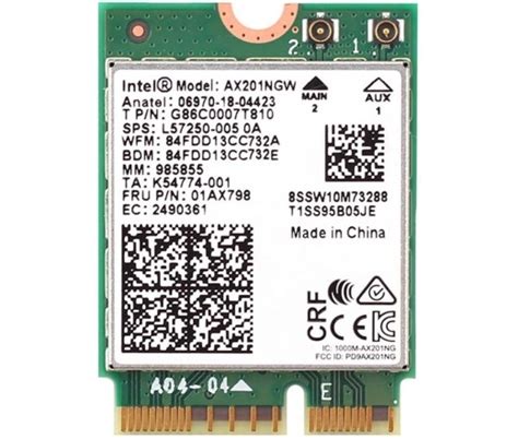 INTEL NIC WI FI 6 AX201 2230 2x2 AX BT No VPro AX201 NGWG NV Pcx Hu