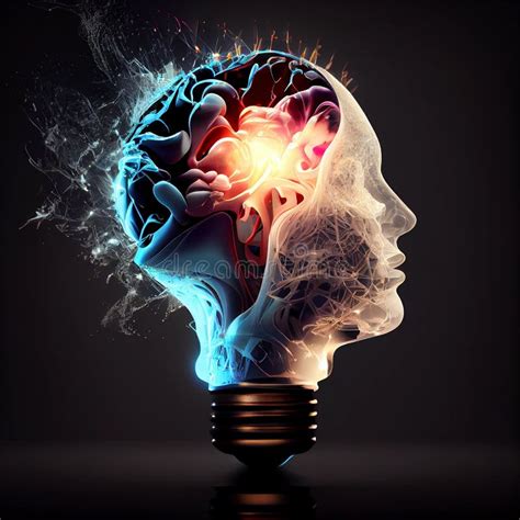 Brain With Light Bulb Colorful Explosion Idea And Vision Concept