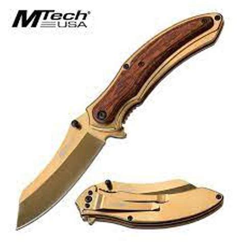 Brass Pocket Knife With Wood Accent On Handle Sunburst Reflections