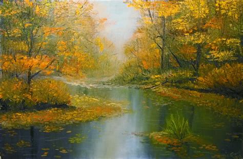 Autumn Forest. Autumn Lake., Painting by Igor Pershin | Artmajeur