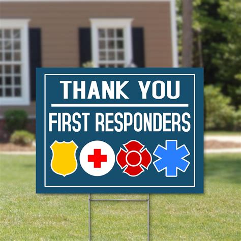 Thank You First Responders Yard Sign Emt Police Firefighter Etsy New