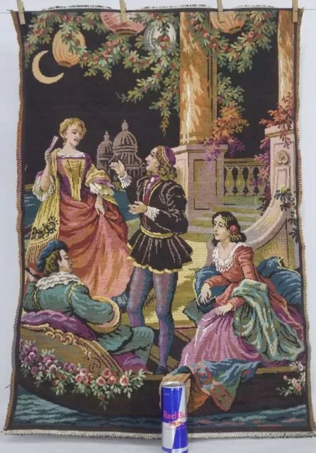 VINTAGE FRENCH ROMANTIC Scene Wall Hanging Tapestry 102x79cm 185 00