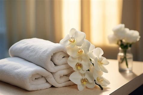 Premium Ai Image Spa Serenity Towels And Flowers Adorning A Modern