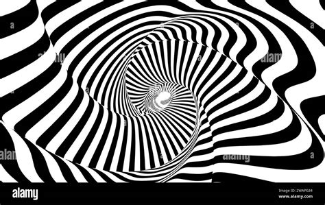 Optical Illusion Tunnel With Black And White Pattern Black Hole Op Art