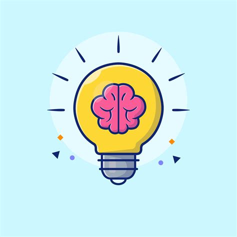 Lamp With Brain Cartoon Vector Icon Illustration Education Technology