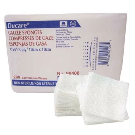 Ducare 8 Ply Gauze Sponge Nonsterile 4 X 4 20 Packs 200 Per Pack