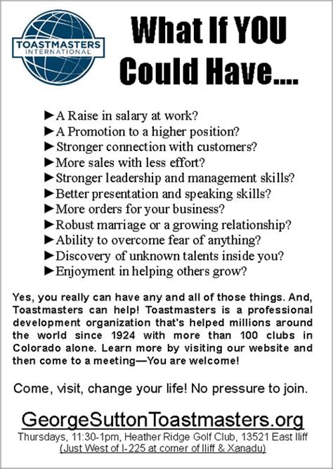 Toastmasters Club Flier What If You Could Have