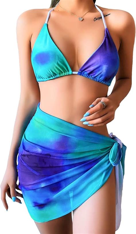 SheIn Conjunto De Bikini De 3 Piezas Para Mujer Con Estampado De