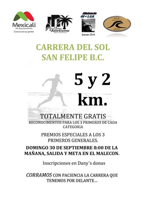 Convocatoria Carrera Atlética del Sol San Felipe B C 2012 Sudor