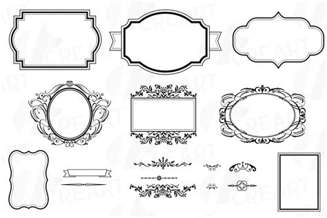 Digital Frames Borders Clip Art Digital Labels Silhouette 109397