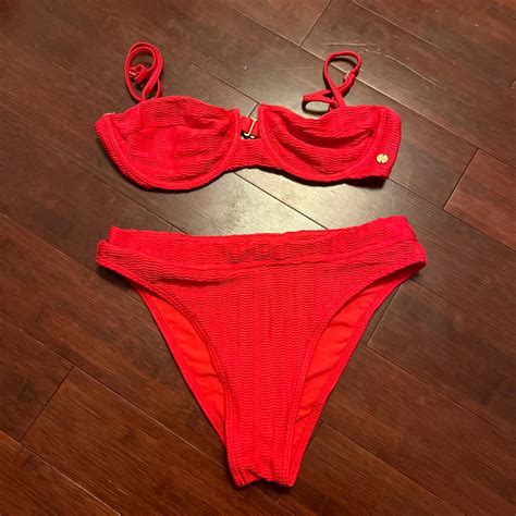 Red Billabong Bikini Set Worn Once Bought For Depop