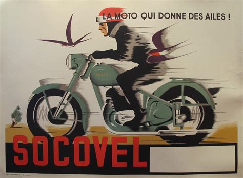 1940s Belgian Art Deco Motorcycle Poster | Chairish